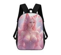 sinyumoney Impresión 3D Pink Fox Girl in Dress Mochilas Escolares Para Niños De 17 Pulgadas, Mochilas Para Libros Para Niños, Mochila De Gran Capacidad, Mochila De Viaje, Mochilas De Uso Diario