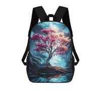 sinyumoney Impresión 3D Pink Tree in Blue Cave Mochilas Escolares Para Niños De 17 Pulgadas, Mochilas Para Libros Para Niños, Mochila De Gran Capacidad, Mochila De Viaje, Mochilas De Uso Diario