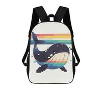 sinyumoney Impresión 3D Pixel Rainbow Whale Mochilas Escolares Para Niños Mochilas Para Libros De Gran Capacidad Mochila De Viaje Mochilas De Día 17inch