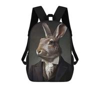 sinyumoney Impresión 3D Rabbit in Suit Portrait Mochilas Escolares Para Niños De 17 Pulgadas, Mochilas Para Libros Para Niños, Mochila De Gran Capacidad, Mochila De Viaje, Mochilas De Uso Diario