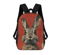 sinyumoney Impresión 3D Rabbit Portrait Vintage Mochilas Escolares Para Niños De 17 Pulgadas, Mochilas Para Libros Para Niños, Mochila De Gran Capacidad, Mochila De Viaje, Mochilas De Uso Diario