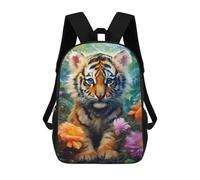 sinyumoney Impresión 3D Rainbow Tiger Cub in Flowers Mochilas Escolares Para Niños Mochilas Para Libros De Gran Capacidad Mochila De Viaje Mochilas De Día 17inch