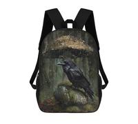 sinyumoney Impresión 3D Rainy Forest Raven-3 Mochilas Escolares Para Niños De 17 Pulgadas, Mochilas Para Libros Para Niños, Mochila De Gran Capacidad, Mochila De Viaje, Mochilas De Uso Diario