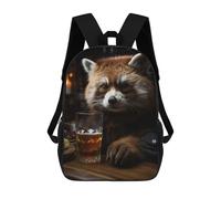 sinyumoney Impresión 3D Red Racoon Drinking Beer Mochilas Escolares Para Niños Mochilas Para Libros De Gran Capacidad Mochila De Viaje Mochilas De Día 17inch
