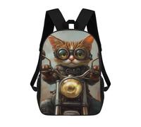 sinyumoney Impresión 3D Rider Cat Biker Style -6 Mochilas Escolares Para Niños De 17 Pulgadas, Mochilas Para Libros Para Niños, Mochila De Gran Capacidad, Mochila De Viaje, Mochilas De Uso Diario
