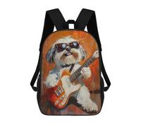 sinyumoney Impresión 3D Rock Star Pup with Guitar -9 Mochilas Escolares Para Niños De 17 Pulgadas, Mochilas Para Libros Para Niños, Mochila De Gran Capacidad, Mochila De Viaje, Mochilas De Uso Diario