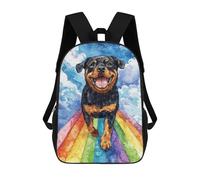 sinyumoney Impresión 3D Rottweiler on Rainbow Bridge Mochilas Escolares Para Niños Mochilas Para Libros De Gran Capacidad Mochila De Viaje Mochilas De Día 17inch