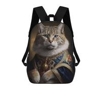 sinyumoney Impresión 3D Royal Cat Portrait-2 Mochilas Escolares Para Niños Mochilas Para Libros De Gran Capacidad Mochila De Viaje Mochilas De Día 17inch