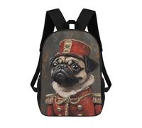 sinyumoney Impresión 3D Royal Pug Portrait Painting Mochilas Escolares Para Niños De 17 Pulgadas, Mochilas Para Libros Para Niños, Mochila De Gran Capacidad, Mochila De Viaje, Mochilas De Uso Diario