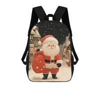 sinyumoney Impresión 3D Santa Claus in Snowy Town Christmas Mochilas Escolares Para Niños Mochilas Para Libros De Gran Capacidad Mochila De Viaje Mochilas De Día 17inch
