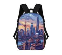 sinyumoney Impresión 3D Shanghai Skyline Mochilas Escolares Para Niños Mochilas Para Libros De Gran Capacidad Mochila De Viaje Mochilas De Día 17inch