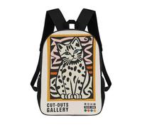 sinyumoney Impresión 3D Sitting Retro Cat Mochilas Escolares Para Niños De 17 Pulgadas, Mochilas Para Libros Para Niños, Mochila De Gran Capacidad, Mochila De Viaje, Mochilas De Uso Diario