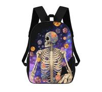 sinyumoney Impresión 3D Skeleton in Space Mochilas Escolares Para Niños Mochilas Para Libros De Gran Capacidad Mochila De Viaje Mochilas De Día 17inch