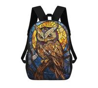sinyumoney Impresión 3D Stained Glass Owl Mochilas Escolares Para Niños Mochilas Para Libros De Gran Capacidad Mochila De Viaje Mochilas De Día 17inch
