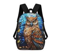 sinyumoney Impresión 3D Stained Glass Owl Portrait Mochilas Escolares Para Niños Mochilas Para Libros De Gran Capacidad Mochila De Viaje Mochilas De Día 17inch