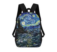 sinyumoney Impresión 3D Starry Night Dolphins Painting Mochilas Escolares Para Niños Mochilas Para Libros De Gran Capacidad Mochila De Viaje Mochilas De Día 17inch