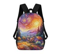 sinyumoney Impresión 3D Starry Night Village V14 Mochilas Escolares Para Niños Mochilas Para Libros De Gran Capacidad Mochila De Viaje Mochilas De Día 17inch