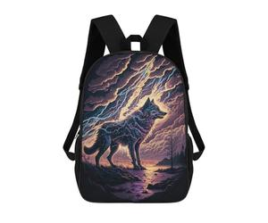 sinyumoney Impresión 3D Thundering Wolf Majesty -6 Mochilas Escolares Para Niños De 17 Pulgadas, Mochilas Para Libros Para Niños, Mochila De Gran Capacidad, Mochila De Viaje, Mochilas De Uso Diario