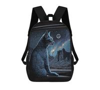 Sinyumoney Impresión 3D Tiger Bold And Majestic Mochilas escolares para niños, mochilas para niños, mochila grande de viaje, mochilas de día, Moonlight Cat Painting, 17"