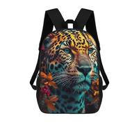 Sinyumoney Impresión 3D Tiger Bold And Majestic Mochilas escolares para niños, mochilas para niños, mochila grande de viaje, mochilas de día, Naranja Close Up Jaguar, 17"