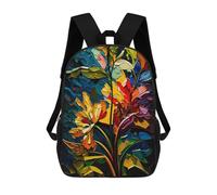 Sinyumoney Impresión 3D Tiger Bold And Majestic Mochilas escolares para niños, mochilas para niños, mochila grande de viaje, mochilas de día, Plantas Colored, 17"