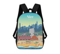 sinyumoney Impresión 3D Travel to Nice Mochilas Escolares Para Niños Mochilas Para Libros De Gran Capacidad Mochila De Viaje Mochilas De Día 17inch