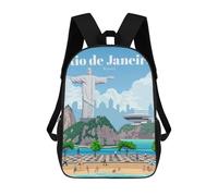 sinyumoney Impresión 3D Travel to Rio De Janeiro Mochilas Escolares Para Niños Mochilas Para Libros De Gran Capacidad Mochila De Viaje Mochilas De Día 17inch