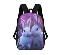 sinyumoney Impresión 3D Two White Rabbits in Flowers Mochilas Escolares Para Niños De 17 Pulgadas, Mochilas Para Libros Para Niños, Mochila De Gran Capacidad, Mochila De Viaje, Mochilas De Uso Diario