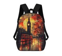 sinyumoney Impresión 3D Vintage Shadows Gothic London at Dusk Mochilas Escolares Para Niños Mochilas Para Libros De Gran Capacidad Mochila De Viaje Mochilas De Día 17inch