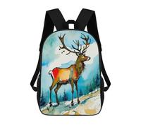 sinyumoney Impresión 3D Watercolor Reindeer in Winter Mochilas Escolares Para Niños Mochilas Para Libros De Gran Capacidad Mochila De Viaje Mochilas De Día 17inch