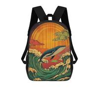 sinyumoney Impresión 3D Whale Jumping Wave Mochilas Escolares Para Niños Mochilas Para Libros De Gran Capacidad Mochila De Viaje Mochilas De Día 17inch