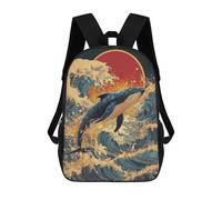 sinyumoney Impresión 3D Whale Riding Waves Sunset Mochilas Escolares Para Niños De 17 Pulgadas, Mochilas Para Libros Para Niños, Mochila De Gran Capacidad, Mochila De Viaje, Mochilas De Uso Diario