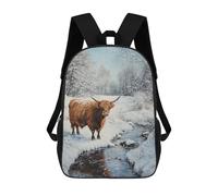 sinyumoney Impresión 3D Winter Highland Cow Scene Mochilas Escolares Para Niños De 17 Pulgadas, Mochilas Para Libros Para Niños, Mochila De Gran Capacidad, Mochila De Viaje, Mochilas De Uso Diario