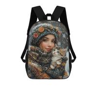 sinyumoney Impresión 3D Winter Wonderland Kittens Mochilas Escolares Para Niños De 17 Pulgadas, Mochilas Para Libros Para Niños, Mochila De Gran Capacidad, Mochila De Viaje, Mochilas De Uso Diario