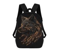 sinyumoney Impresión 3D Wolf Black Gold Mochilas Escolares Para Niños De 17 Pulgadas, Mochilas Para Libros Para Niños, Mochila De Gran Capacidad, Mochila De Viaje, Mochilas De Uso Diario