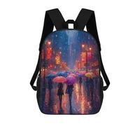 sinyumoney Impressionist Inspired Cityscape with Umbrellas Mochila Escolar Infantil Impresa En 3D Para Niños, Mochilas De Viaje, Bolsas Para Libros Para Niños Estudiantes De Primaria 17inch