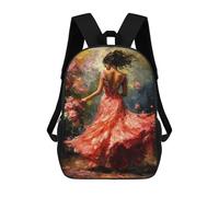 sinyumoney Impressionist Inspired Elegant Woman in Floral Dress Mochila Escolar Para Niñas Mochila Impermeable Mochila Informal De Día Mochila Ligera Para Niño Y Niña Mochila Escolar 17inch