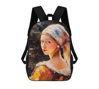 sinyumoney Impressionist Inspired Girl with A Pearl Earring. Mochilas Para Niños Mochila Escolar De Moda Mochila Escolar Impresa En 3D Para Niños Estudiantes De Primaria Y Secundaria 17inch