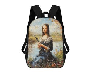 sinyumoney Impressionist Inspired Mona Lisa Mochila Infantil Con Impresión 3D, Mochila Escolar Para Niños, Mochila Informal Divertida Para Niños Y Adolescentes 17inch
