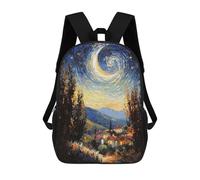 sinyumoney Impressionist Inspired Starry Night Mochila Escolar Impresa En 3D Para Niños Y Niñas, Mochila Para Portátil Para Niños/estudiantes/adultos 17inch