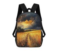 sinyumoney Impressionist Inspired Storm Over Golden Fields Mochila Escolar Para Niños Mochila Escolar Impresa En 3D Mochila Escolar De Moda Para Niños De Primaria Y Secundaria 17inch