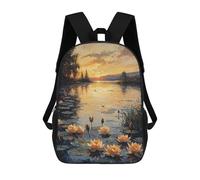 sinyumoney Impressionist Inspired Water Lilies at Sunset Mochila Infantil, Mochila Escolar Impresa En 3D, Mochila Para Niños Y Niñas, Mochila Escolar Ajustable Para La Escuela Primaria 17inch