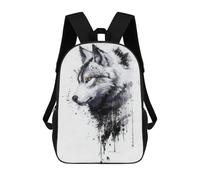 sinyumoney Ink Wolf Mochila Escolar De Moda Para Estudiantes, Adecuada Para Niños Y Niñas, Mochila Informal Para Viajes Al Aire Libre, Esencial Para El Día A Día 17inch