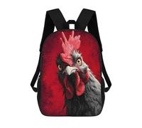 sinyumoney Intense Rooster Portrait on Red Background Mochila Escolar Mochila De Día Mochila De Negocios Mochila Impermeable Para Libros Para Niños/Niñas/Adolescentes 17inch