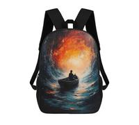 sinyumoney Into The Abyss Surreal Lone Boatman Mochila Escolar Infantil Impresa En 3D, Mochila Informal De Moda Para Niños, Mochila De Viaje De Alta Capacidad Para Libros Para Niños 17inch