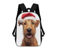sinyumoney Irish Terrier Dog with Santa Hat Portrait Mochila Escolar Infantil Impresa En 3D Para Niños, Mochilas De Viaje De Alta Capacidad, Bolsas Para Libros, Mochila Escolar Infantil 17inch
