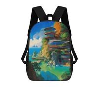 sinyumoney Island Cliffside Retreat Mochila Infantil Para Niñas, Mochila Escolar 3D, Mochila Para Niños Pequeños, Mochila Informal De Día, Mochila Escolar De Moda 17inch