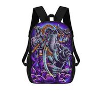 Sinyumoney Island in The Sky -3 mochila escolar impresa en 3D para niños, mochila de viaje de moda e informal para escolares, Vibrante Elephant Deity Artwork, 17"