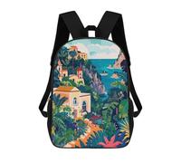 sinyumoney Italy Capri Minimalist Illustration Mochila Infantil, Mochila Escolar Impresa En 3D, Mochila Para Niños Y Niñas, Mochila Escolar Ajustable Para La Escuela Primaria 17inch