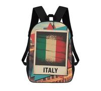 sinyumoney Italy Flag Retro Travel Mochilas Para Niños Mochila Escolar Mochila Escolar Impresa En 3D Para Niños Estudiantes De Primaria Y Secundaria 17inch